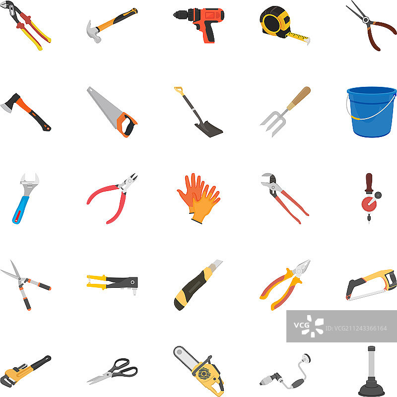 扁平风格工具图标集图片素材