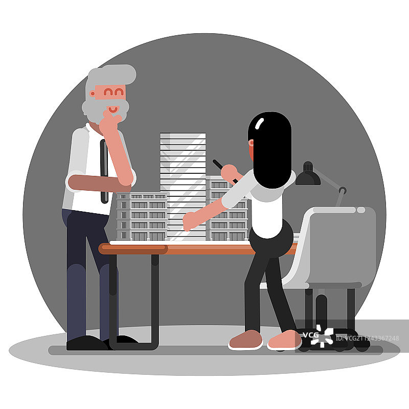 两位建筑师在讨论图片素材