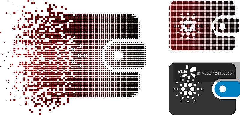 分散虚线半色调卡尔达诺钱包图标图片素材