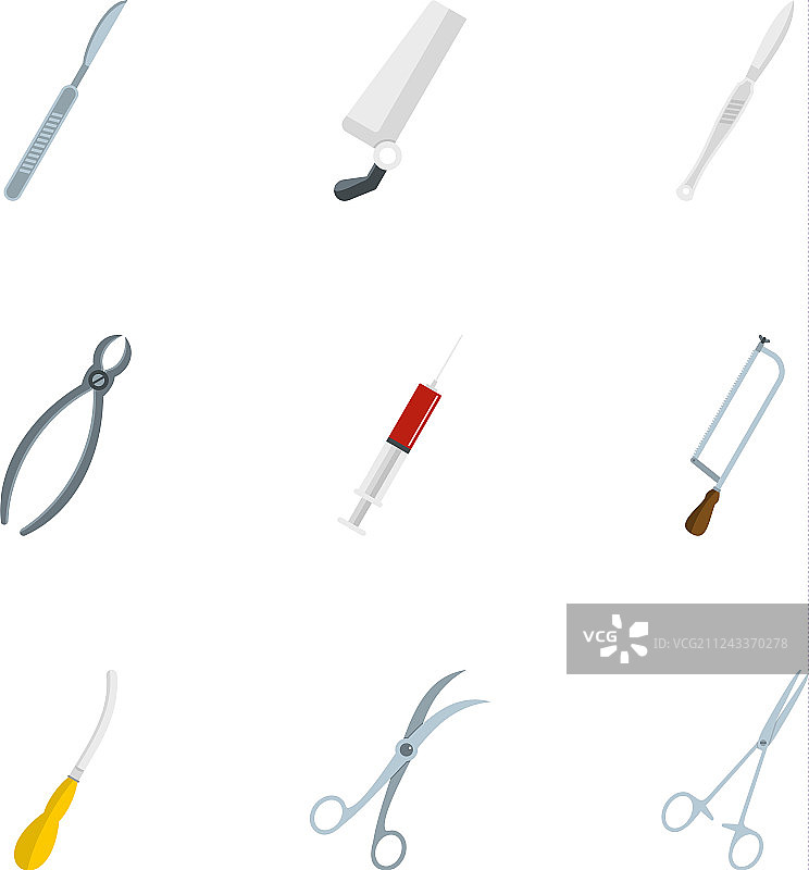 手术器械图标扁平风格合集图片素材