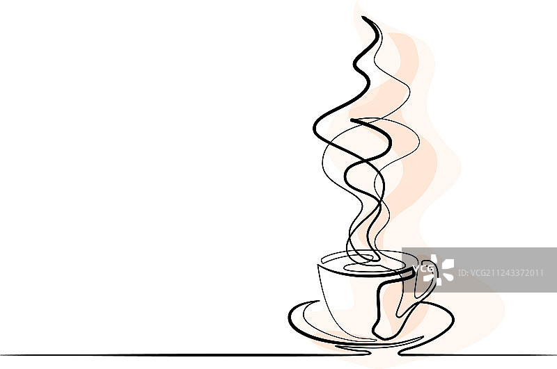 咖啡杯单线画图片素材