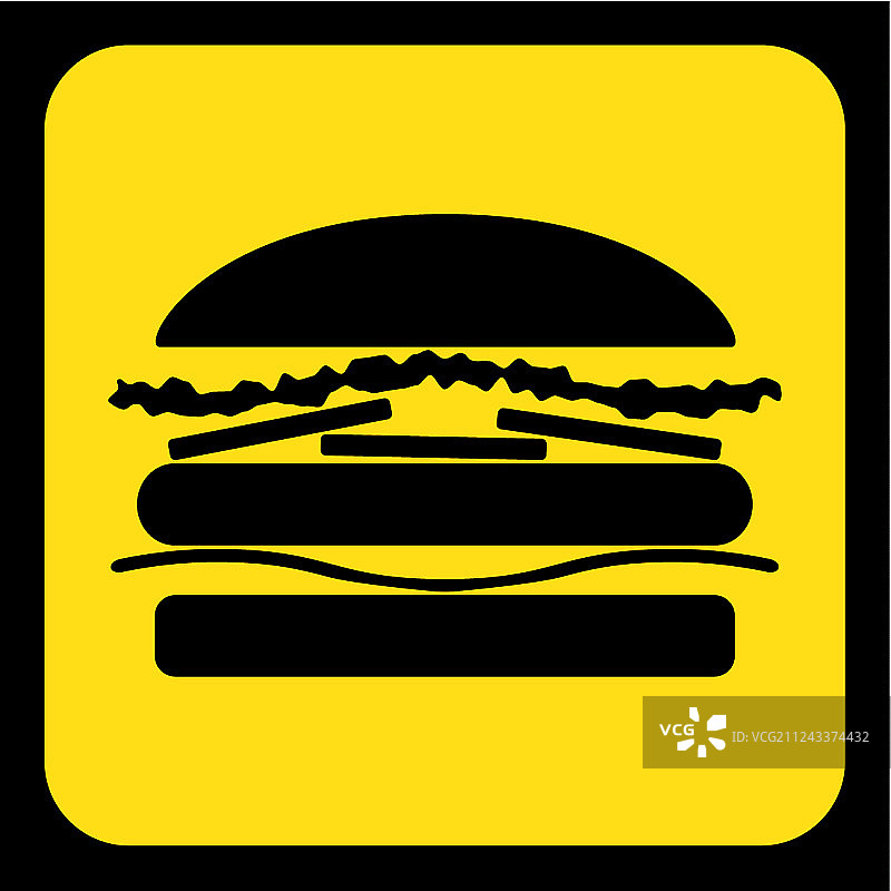 黄色黑色信息标志 - 汉堡图标图片素材