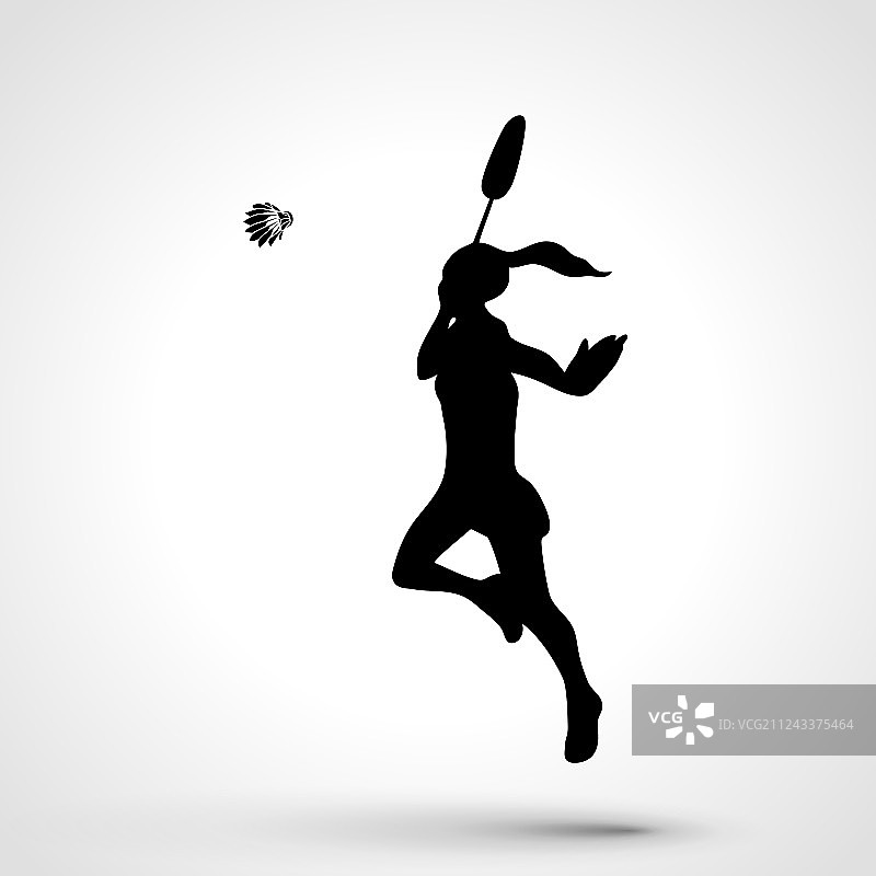 抽象女子羽毛球运动员剪影图片素材