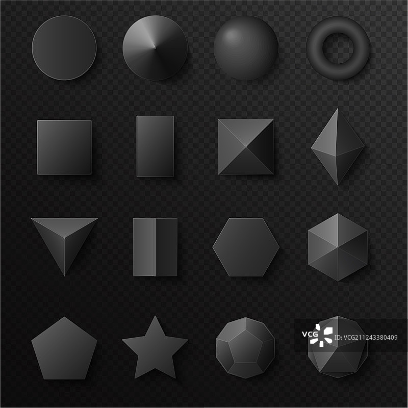 3D黑色立体图形合集图片素材
