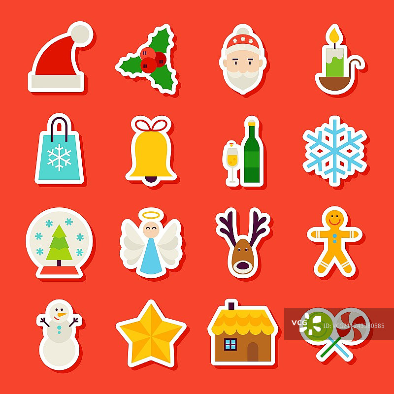 冬季圣诞节贴纸图片素材