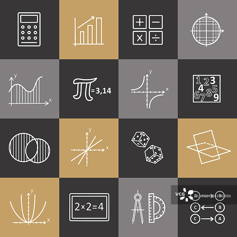 现代细线数学图标素材图片素材