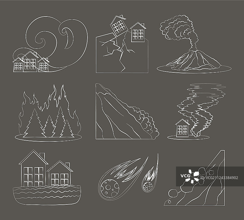 自然灾害图标合集图片素材