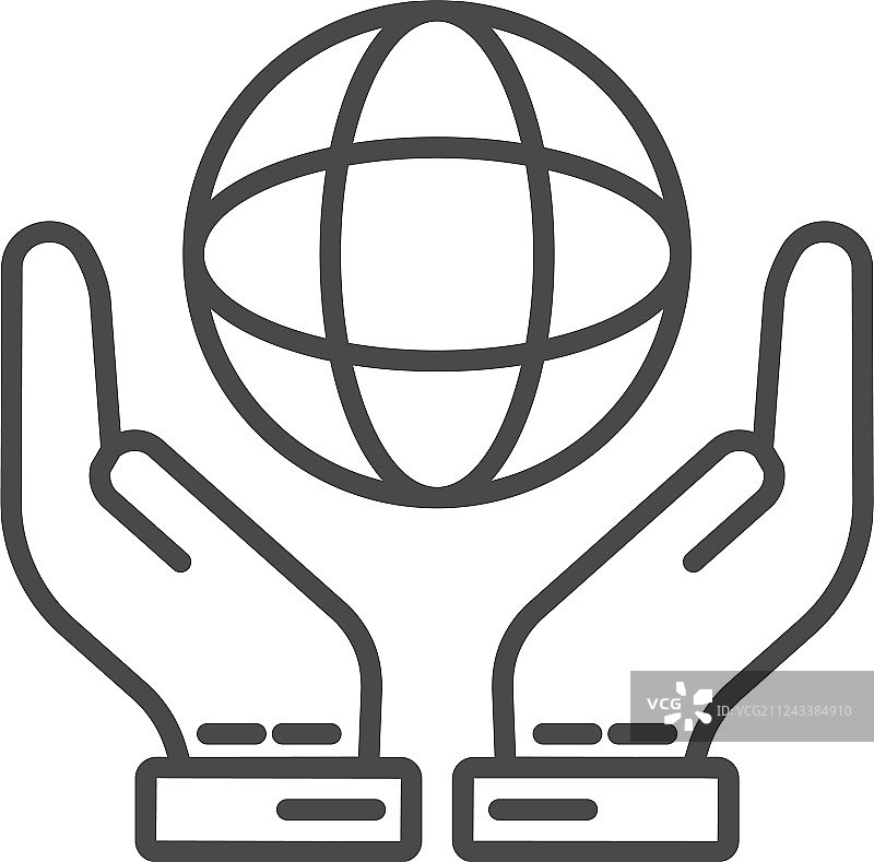 手托地球图标轮廓样式图片素材