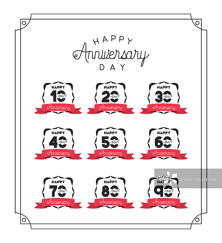 具有年代感的快乐周年纪念卡片图片素材