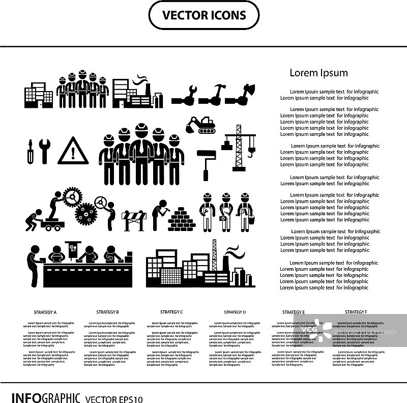 工业信息图施工图标图片素材