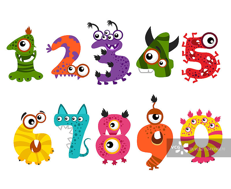 万圣节派对的可爱怪物数字图片素材