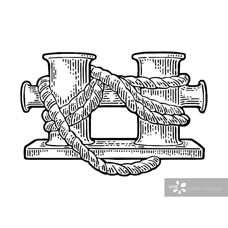 白色背景上的双系船柱图片素材