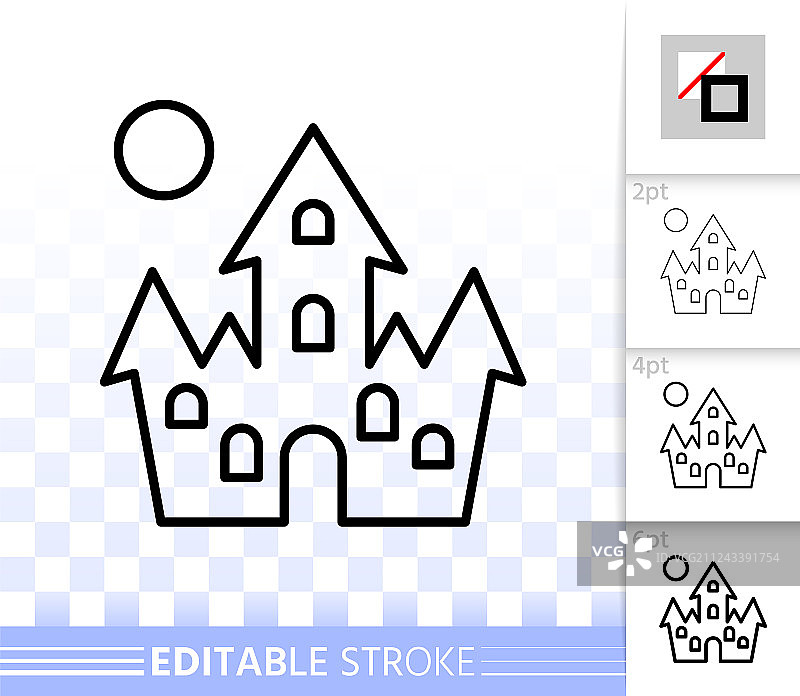 德古拉房屋简约线条万圣节图标图片素材