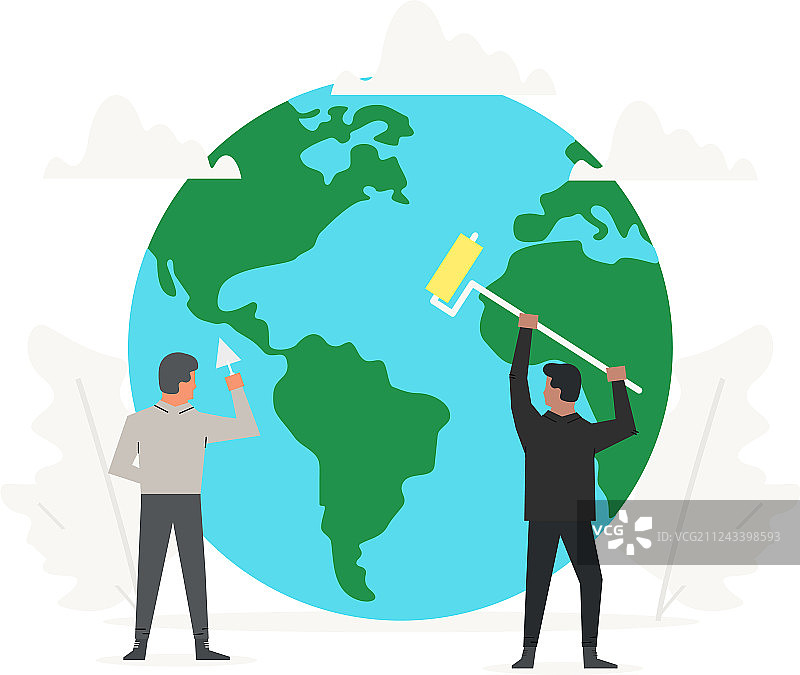 办公室人员共同建设绿色环境图片素材