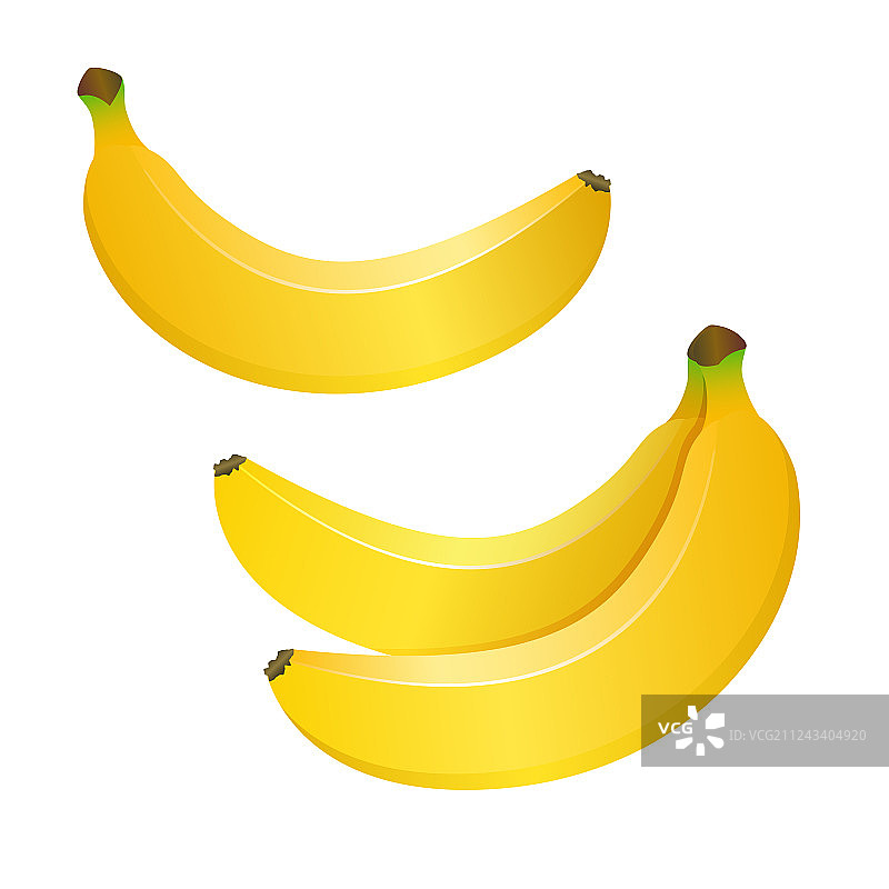 逼真黄色香蕉白色背景图片素材
