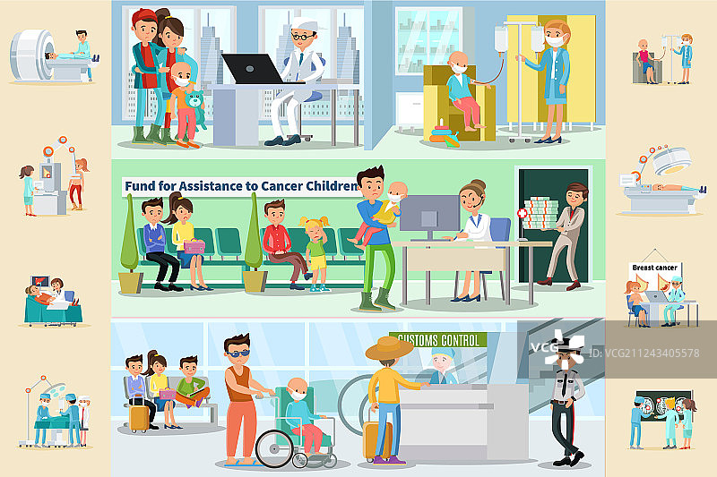 癌症疾病横版宣传册图片素材