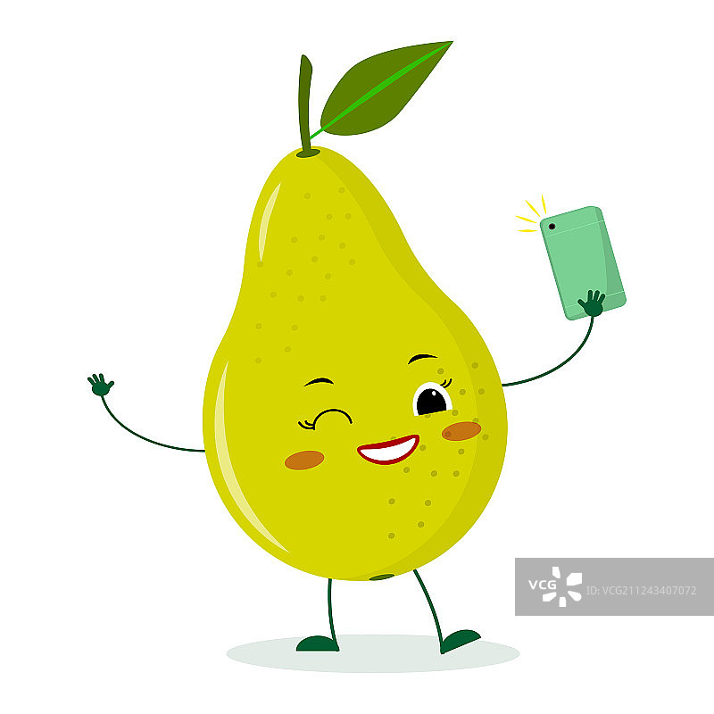 可爱的绿色卡通梨子图片素材