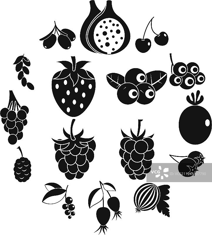 浆果图标简约风格合集图片素材