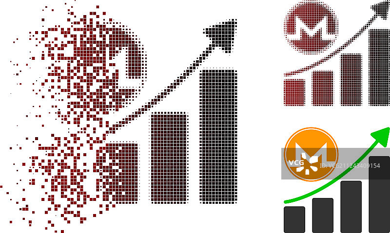 破碎点状半色调门罗币增长图表图标图片素材