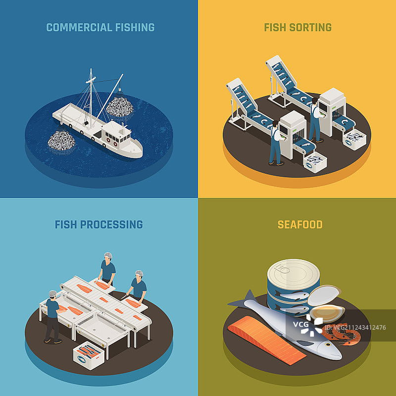 商业捕鱼设计概念图片素材