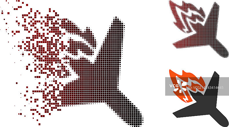 分散像素化半色调空难图标图片素材