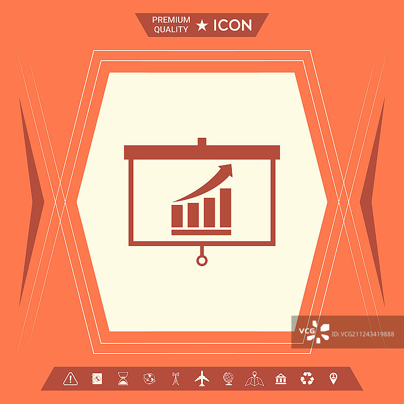 带有增长条形图的投影屏幕图片素材