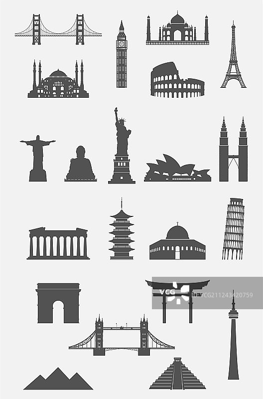 旅行地标图标集图片素材