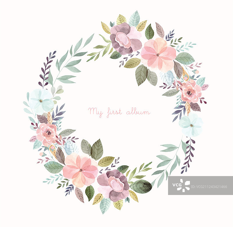 水彩花环图片素材