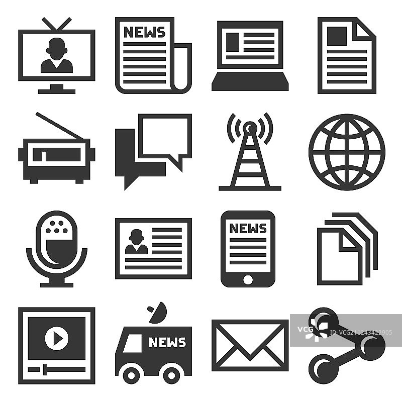 媒体新闻图标集图片素材