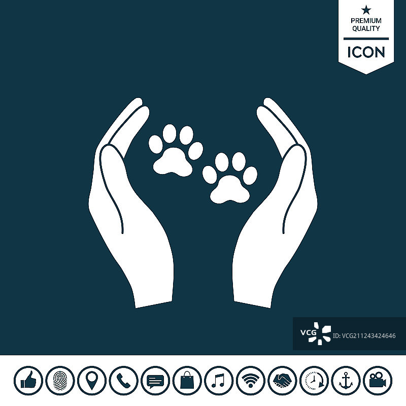 宠物避难所标志图标：手握爪子图片素材