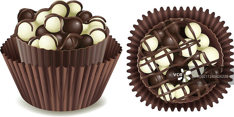 杯中的黑白巧克力图片素材