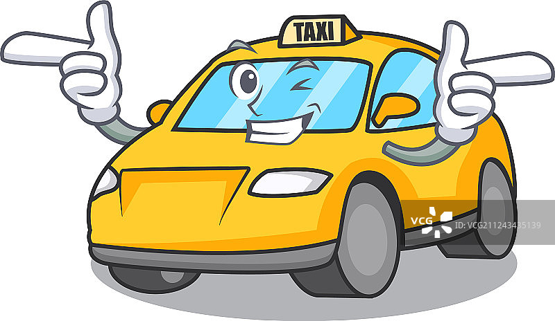 卡通风格的眨眼出租车图片素材