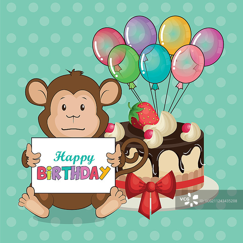 可爱猴子生日贺卡图片素材