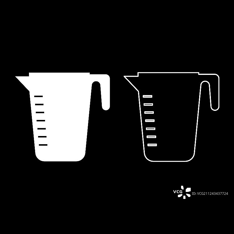 扁平白色量杯图标集图片素材