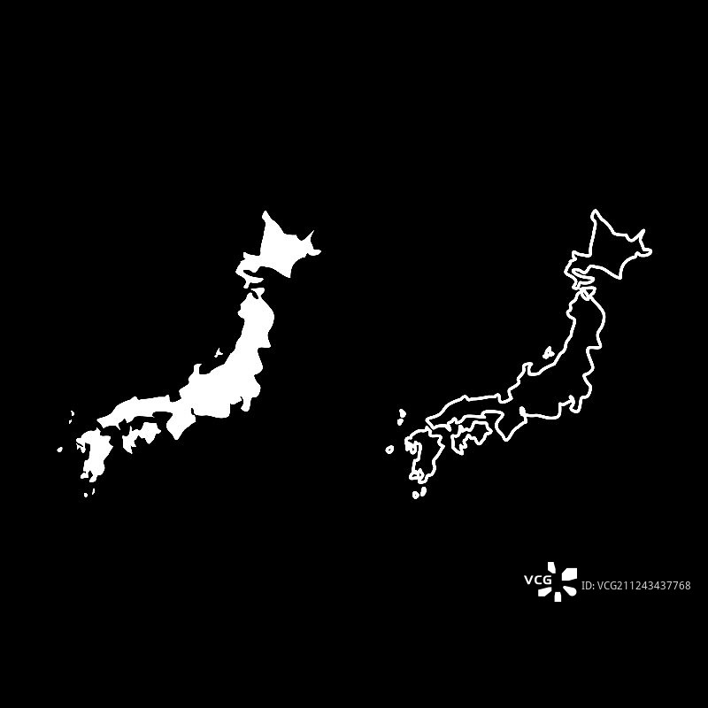 日本地图图标白色扁平风格图片素材