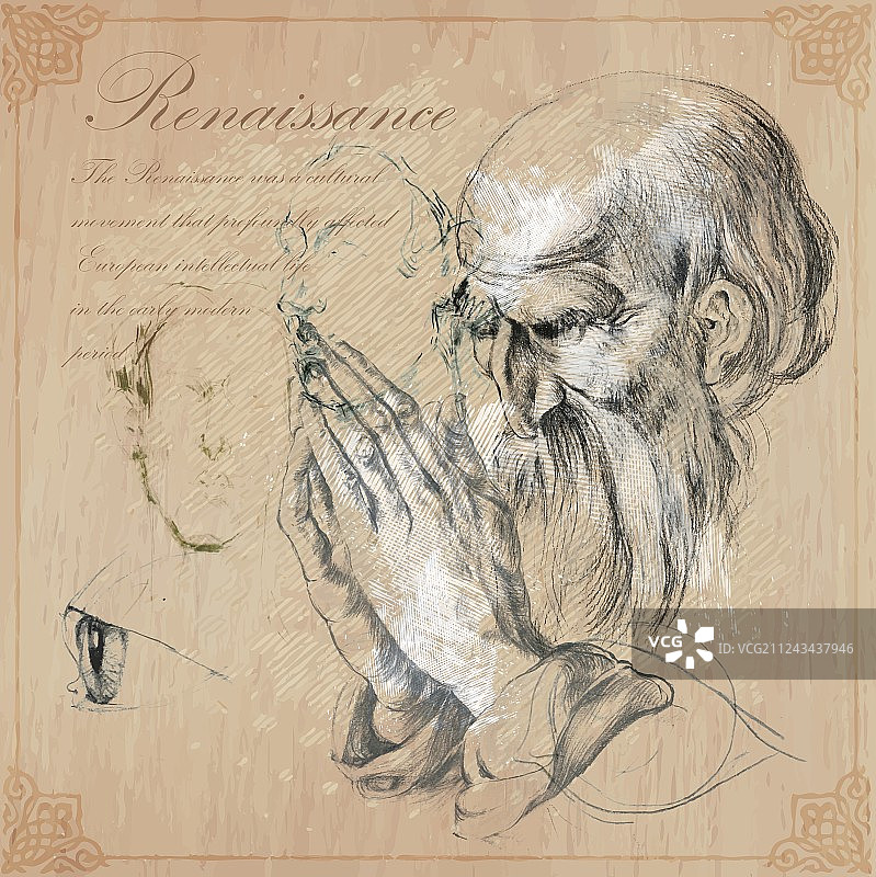 手绘文艺复兴风格作品图片素材