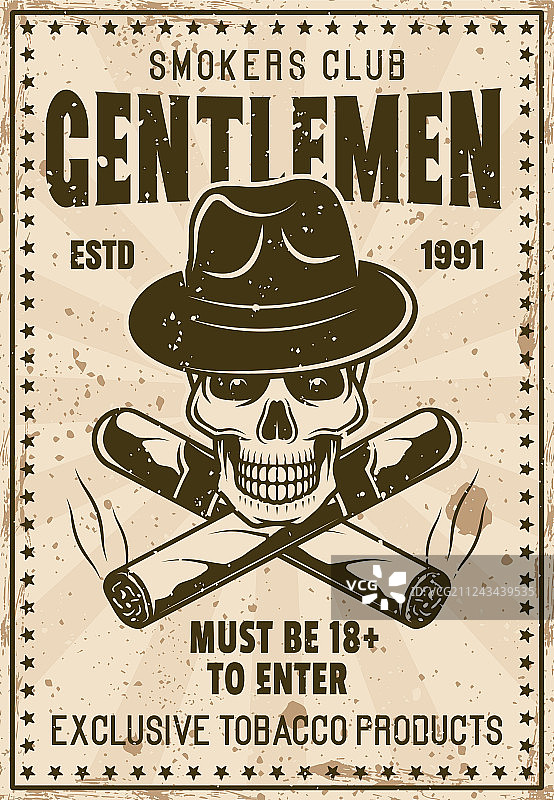 吸烟者绅士俱乐部复古海报图片素材