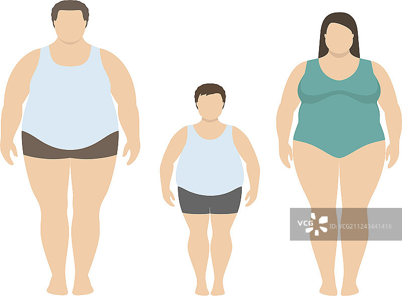胖男人、女人和孩子图片素材