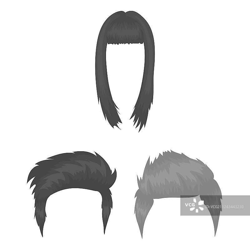 胡须和发型单色图标图片素材