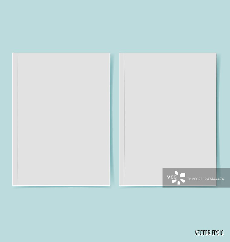 蓝色背景上的空白目录杂志样机图片素材