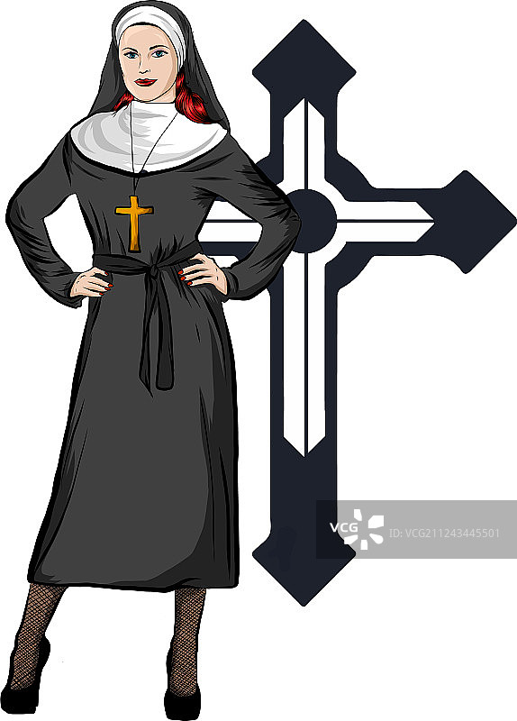 穿着时尚的修女图片素材