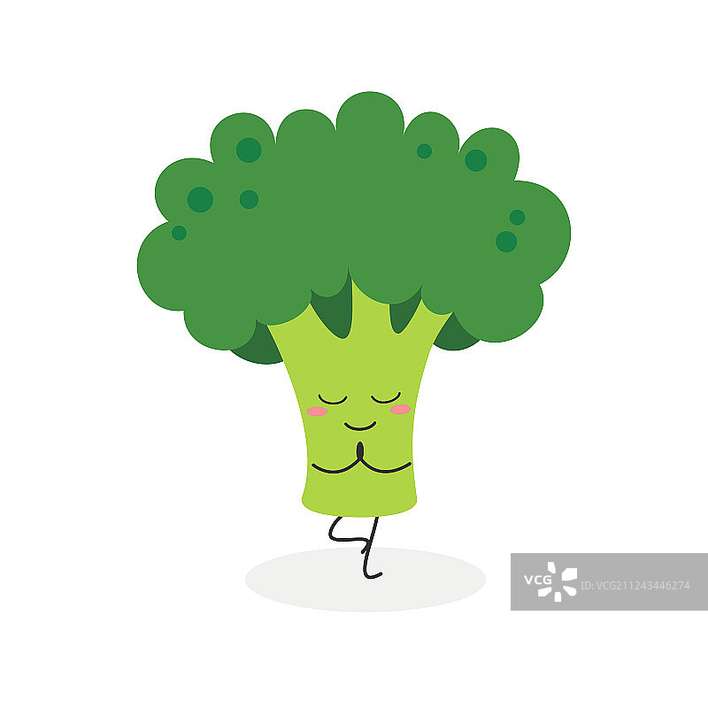 有趣的卡通西兰花练习瑜伽图片素材