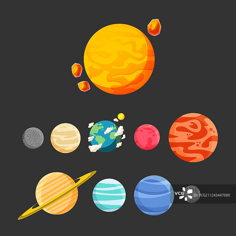 黑色背景上的星球图标设计图片素材