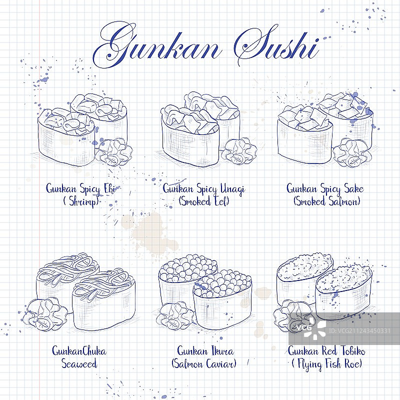 军舰寿司拼盘图片素材