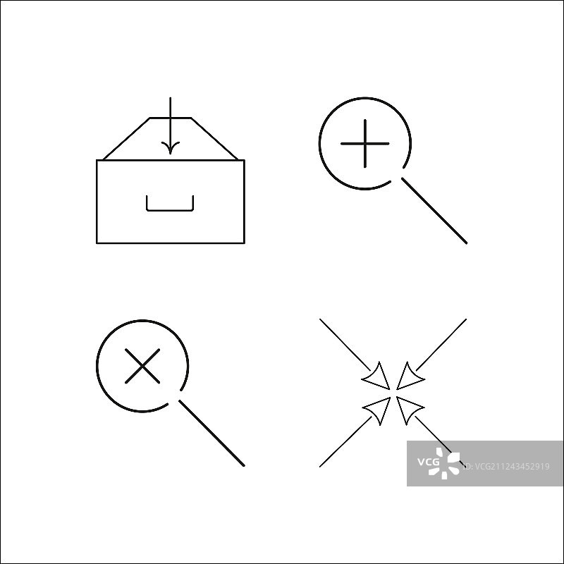 网页简单的线性图标设置简单的轮廓图标图片素材