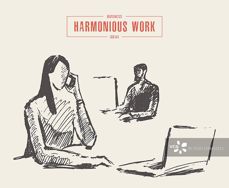 办公室工作协同草图概念图片素材