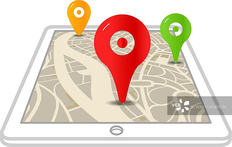 具有抽象城市地图和颜色的现代小工具图片素材