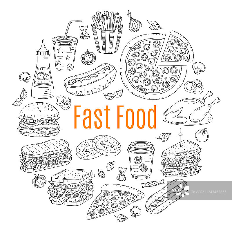 快餐圆形草图图片素材