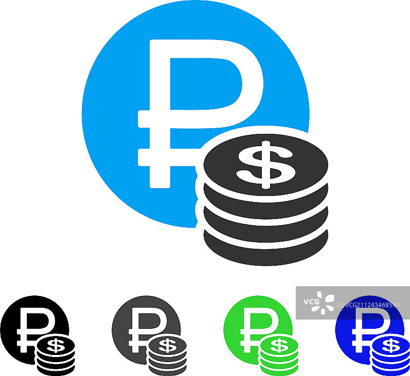 卢布和美元硬币扁平图标图片素材
