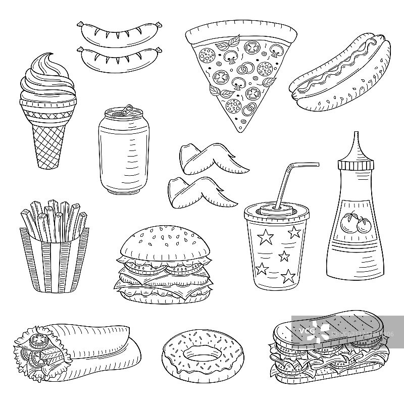 手绘快餐图片素材